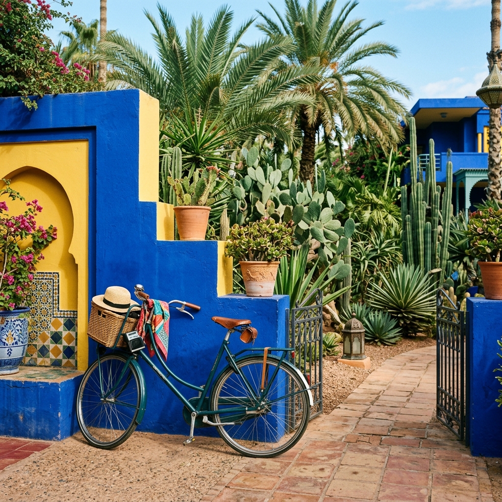 Jardin Majorelle style blue wall