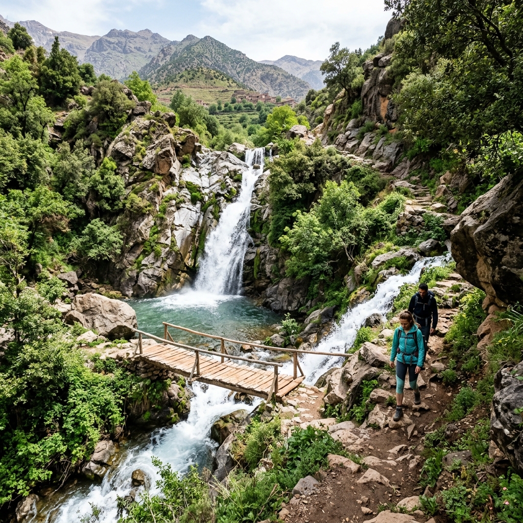 Setti Fatma waterfalls hiking trail Ourika Valley Morocco